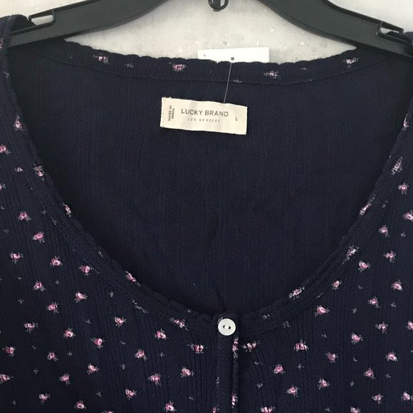 Lucky Brand Floral Print Cotton Henley (NWT) - Picture 5 of 13